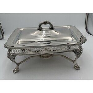 Vintage Newport Sliver plate Serving dish with Burner.Insert Glass Not Included.
